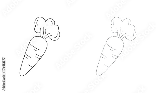 Tracing lines for toddlers. Handwriting practice sheet. Educational children game, printable worksheet for kids with Carrot 
