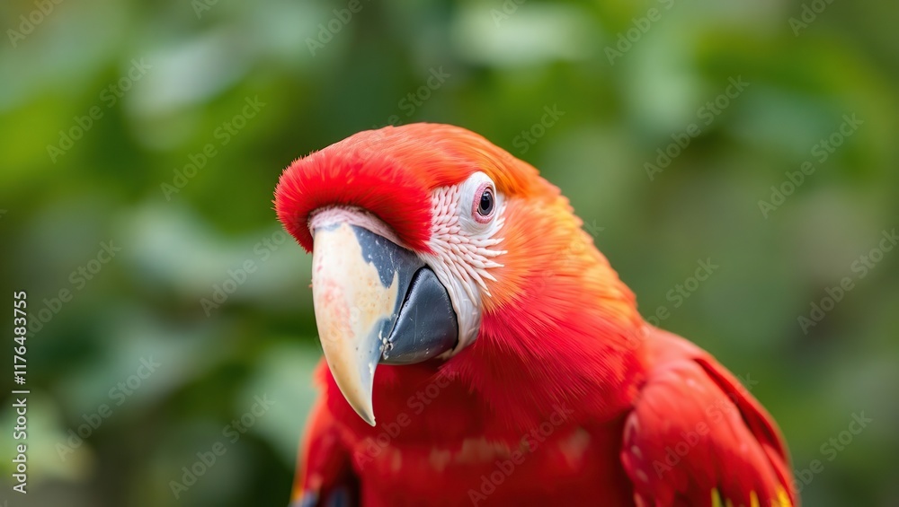 Scarlet Macaw Portrait Close Up Vivid Red Feathers Scarlet Macaw Portrait Close Up Vivid Red Feathers