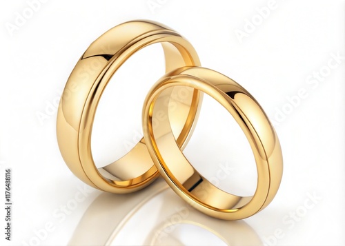 Golden Wedding Rings Isolated on White Background - Elegant and Timeless