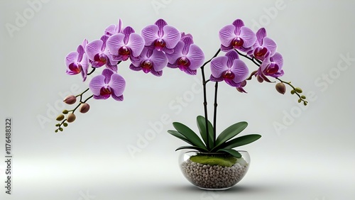 Stunning Purple Orchids in a Glass Bowl