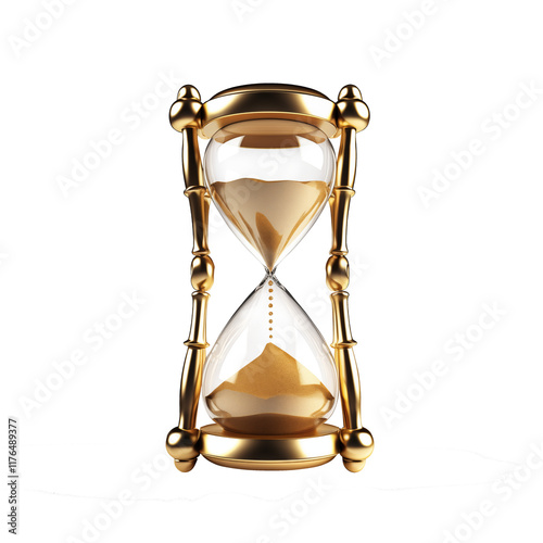 golden hourglass on a transparent background