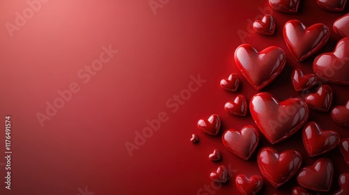Romantic and Elegant Red Heart Background for Valentine's Day Celebration, Perfect for Invitations, Cards, and Decorations