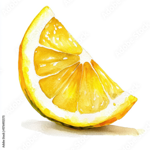 Fresh lemon wedge with vibrant yellow color and artistic details