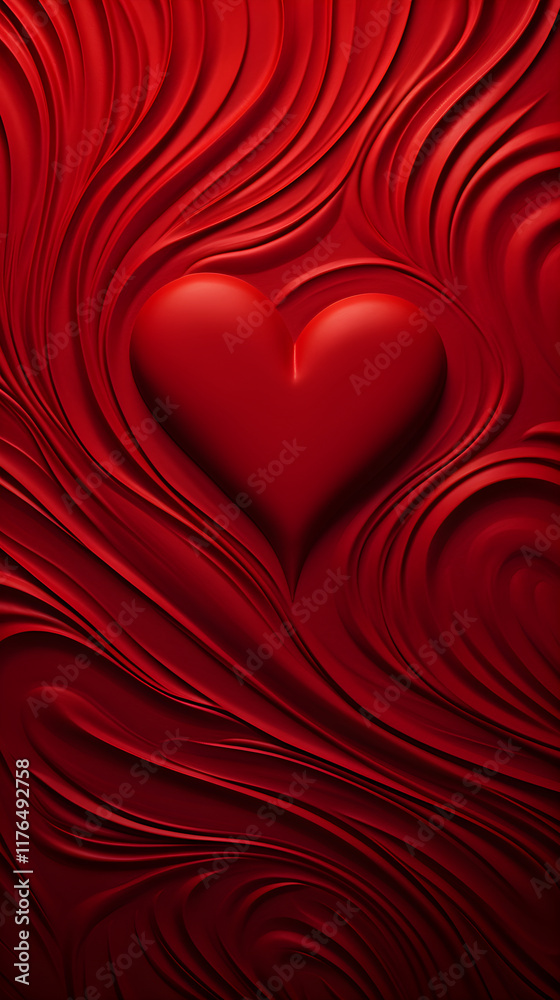 Captivating 3D Heart Shape Carved into Vivid Red Background Captivating 3D Heart Shape Carved into Vivid Red Background