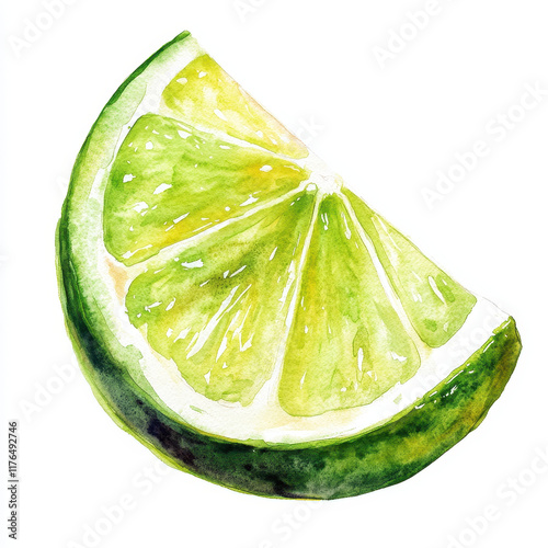 vibrant lime wedge with vivid green hues, showcasing its juicy texture and freshness. Perfect for culinary or beverage themes
