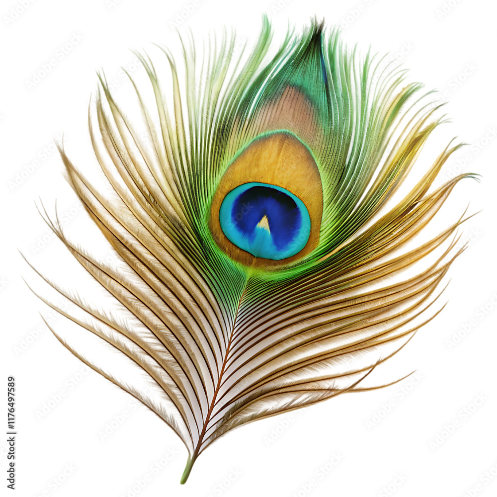 Obraz premium peacock feather isolated on white background