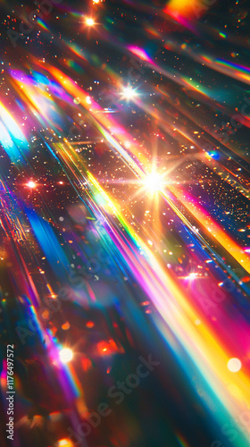 Prismatic Rainbow Light Leaks  Glowing Abstract Background