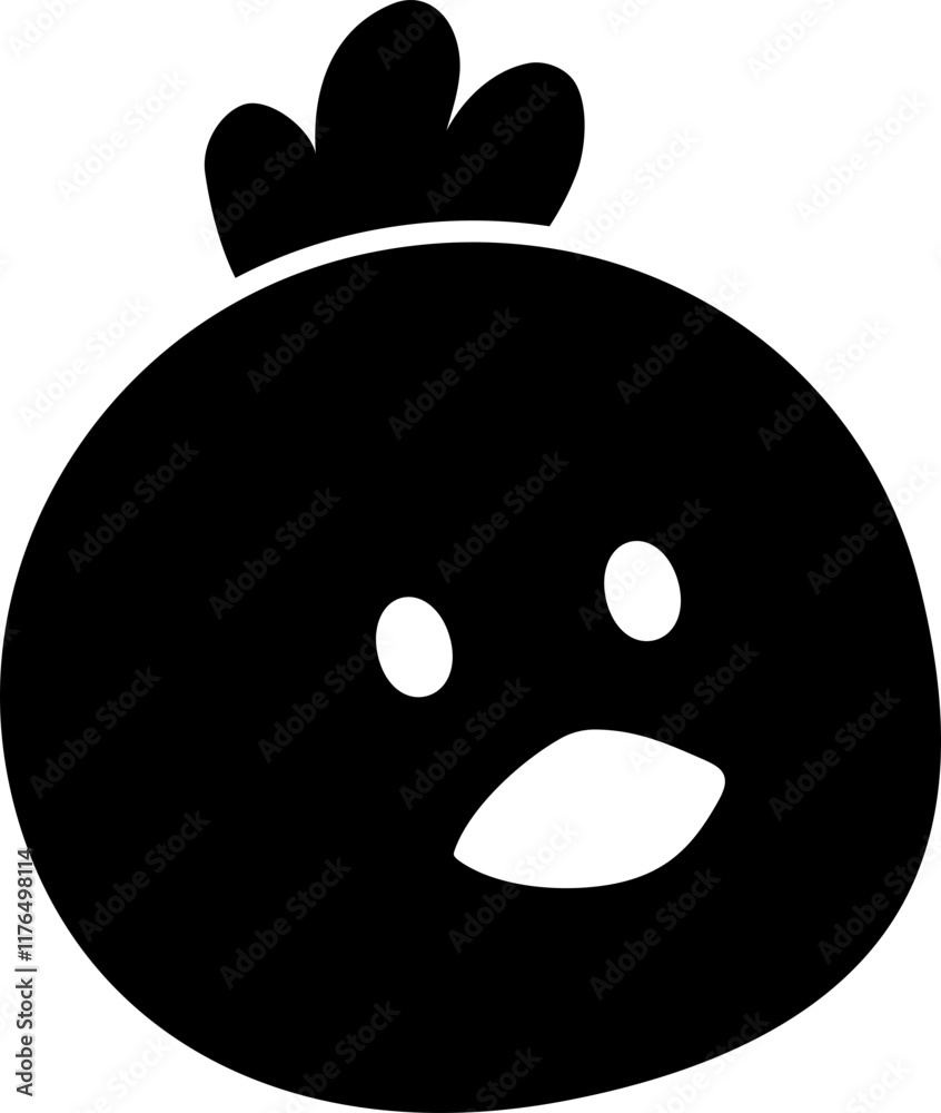 Fototapeta premium Isolated Easter chick face black silhouette. Cute simple chick head silhouette vector. farm animal. Transparent background.
