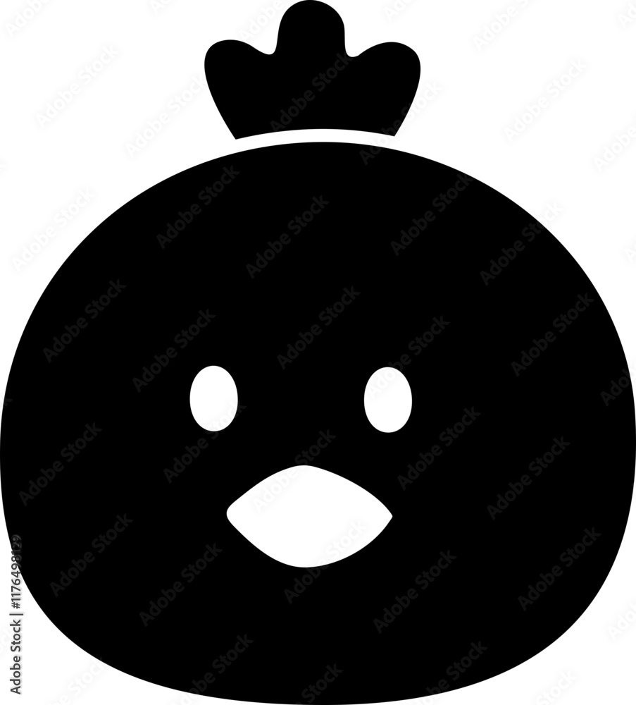 Fototapeta premium Isolated Easter chick face black silhouette. Cute simple chick head silhouette vector. farm animal. Transparent background.