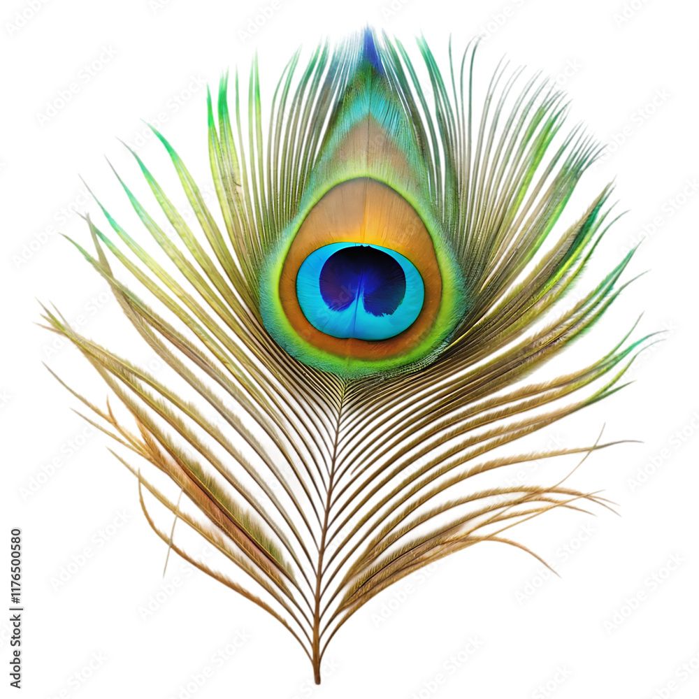 Obraz premium peacock feather isolated on white background