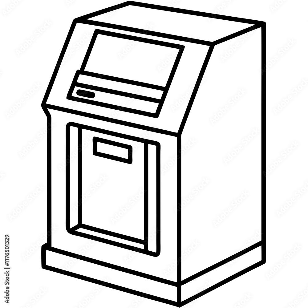 Bank ATM Line Art Vector Design Bank ATM Line Art Vector Design