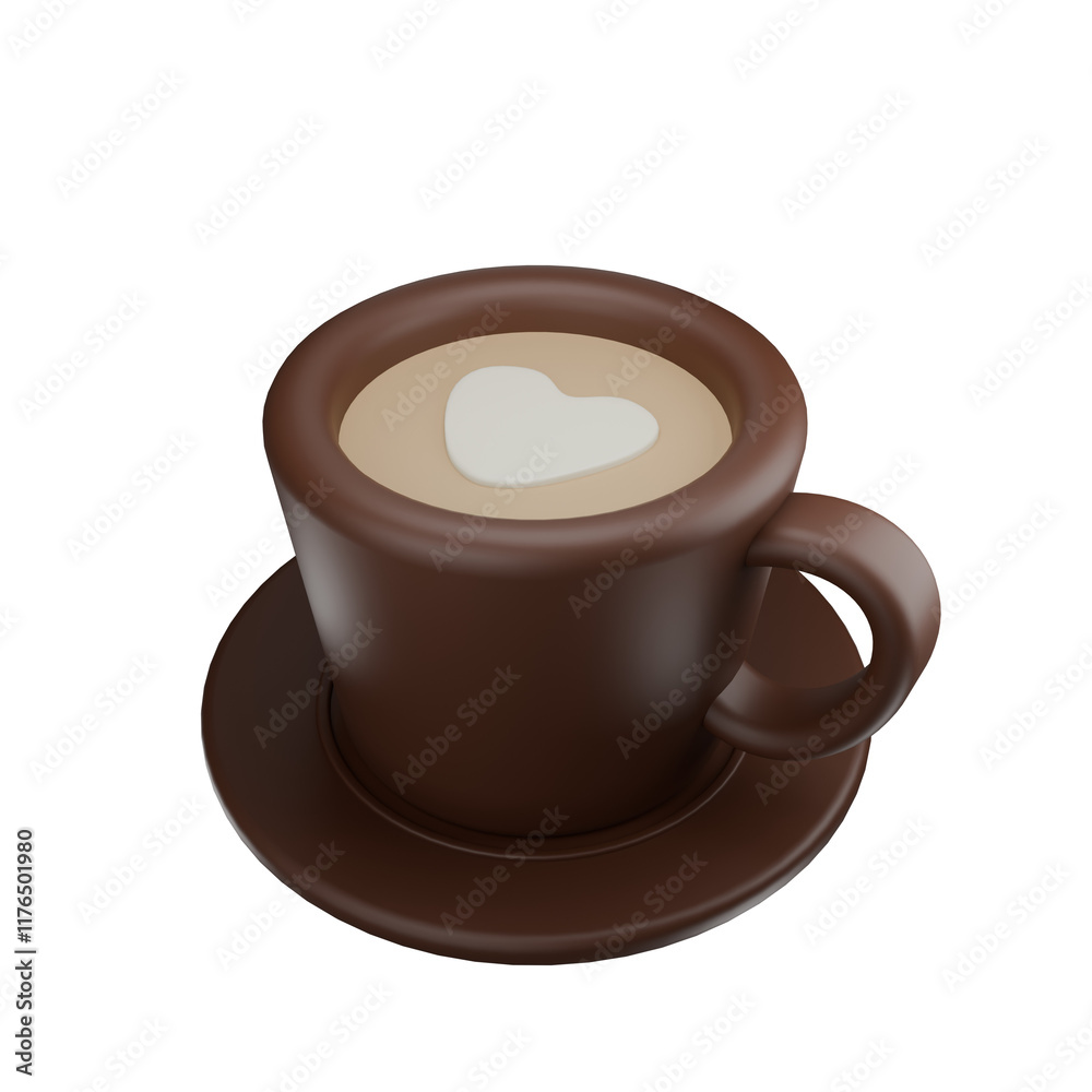 Obraz premium 3d icon render a cup of cappuccino coffee in the morning