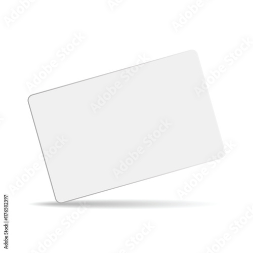 White plastic ID card with rounded corners template mockup. gift card, credit card, guest room. plastic hotel apartment key card design for mockup with shadow