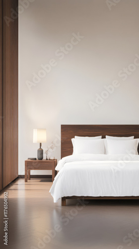 Modern bedroom design featuring a minimalist aesthetic and natural light