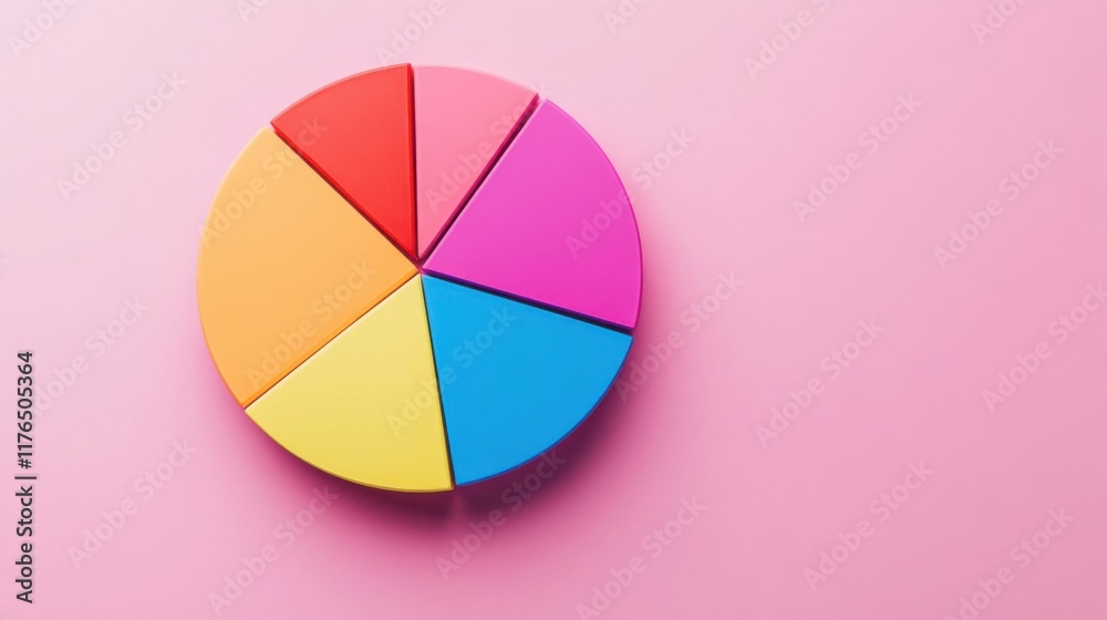 a colorful pie chart on a pink surface a colorful pie chart on a pink surface