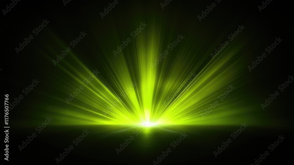 Obraz premium A soft halo of glowing green light spreading outwards on a deep gradient background.