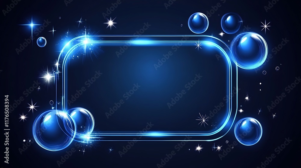 Obraz premium Glowing Blue Orbs Frame Festive Winter Design