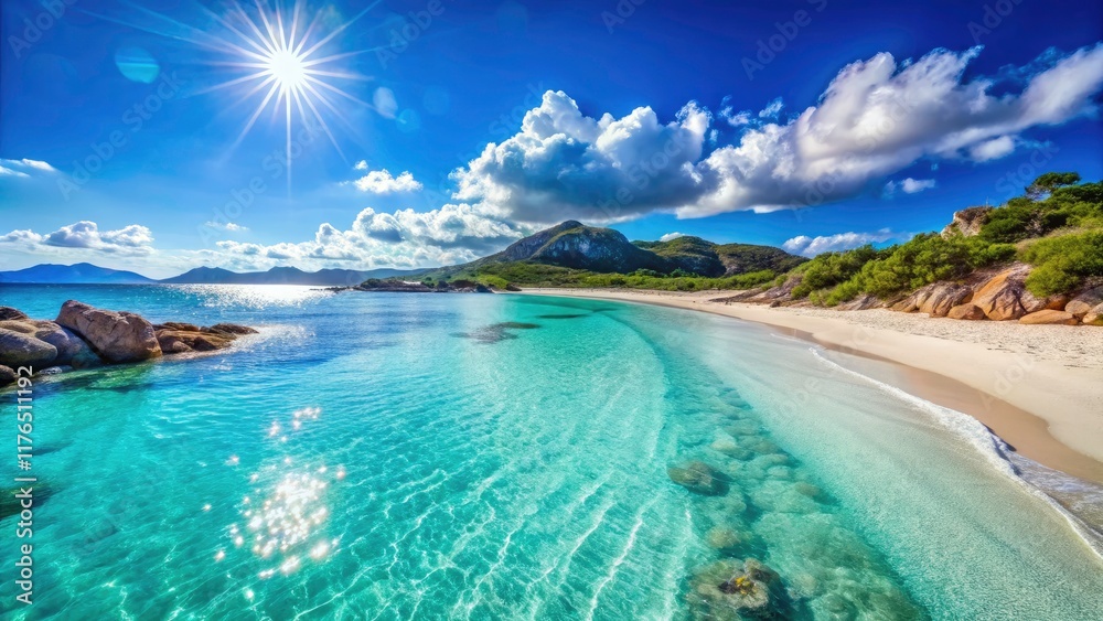 Fototapeta premium Tuerredda Beach Sardinia Italy: Stunning High-Resolution Photo of Turquoise Waters & White Sand