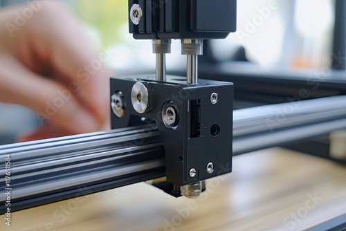 Person assembling a DIY 3D printer kit at home