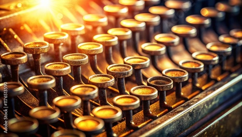 Vintage Typewriter Keys Close-up: Retro Typing Machine Detail Shot