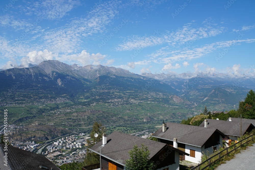 Fototapeta premium Panoramic view of Sion - Switzerland