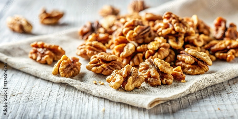 Chopped Walnuts on Napkin: Healthy Salad Ingredient Stock Photo Chopped Walnuts on Napkin: Healthy Salad Ingredient Stock Photo