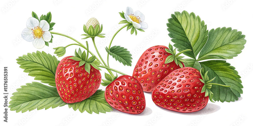Fresh Set of Strawberries Isolated on a White Background for Healthy Eating Fresh Set of Strawberries Isolated on a White Background for Healthy Eating