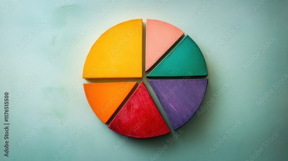 Fototapeta premium a colorful wooden pie chart on a wall