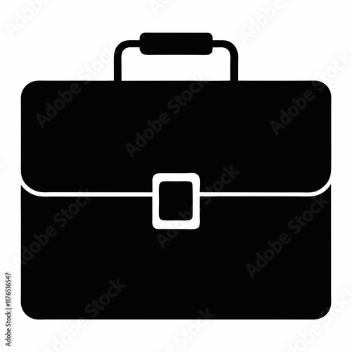 Black Briefcase Silhouette Vector Illustration