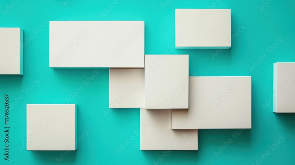 a group of white boxes on a green surface a group of white boxes on a green surface