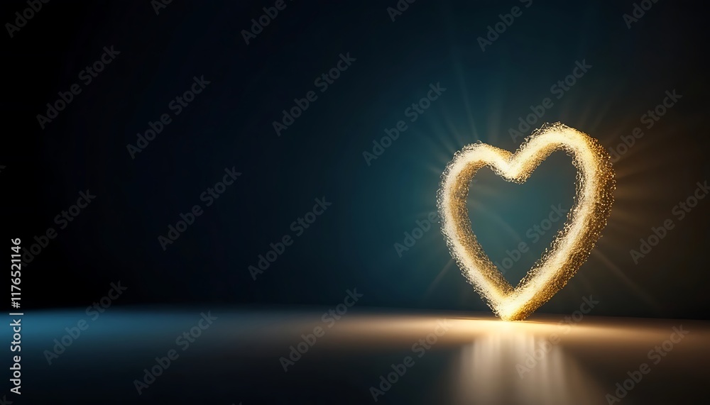 Glowing Golden Heart Shape Abstract Art Glowing Golden Heart Shape Abstract Art