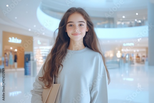 Stylish Shopping: Young Woman Enjoying a Day Out at the Mall photo