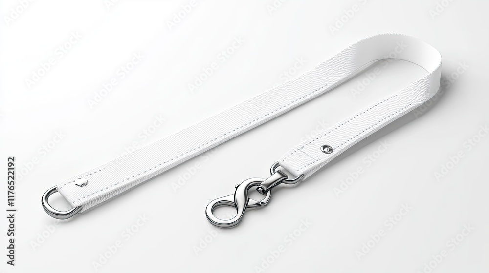 White leather strap with silver clasp, isolated on white background. White leather strap with silver clasp, isolated on white background.