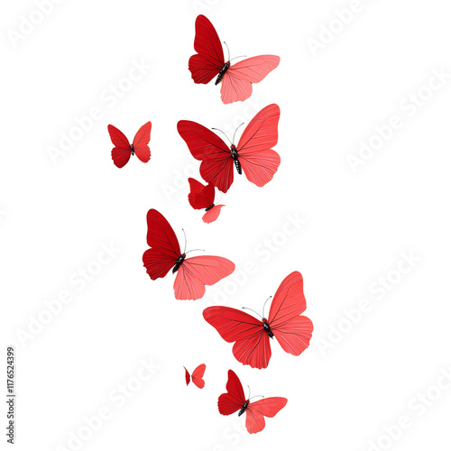 Minimalist Elegance: Red Butterflies on transparent Background