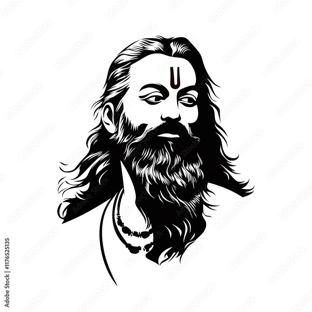 Minimalist Black and White Vector of Guru Ravidas – 'Guru Ravidas Jayanti' Minimalist Black and White Vector of Guru Ravidas – 'Guru Ravidas Jayanti'