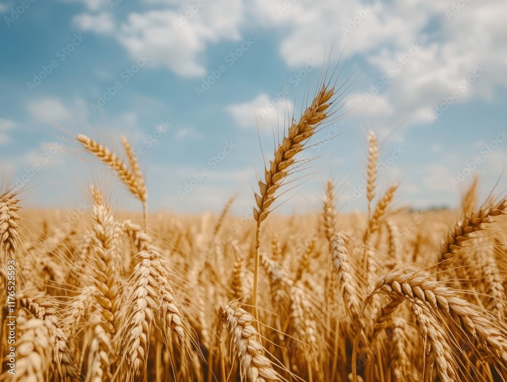 Fototapeta premium Field of Wheat with Blue Sky