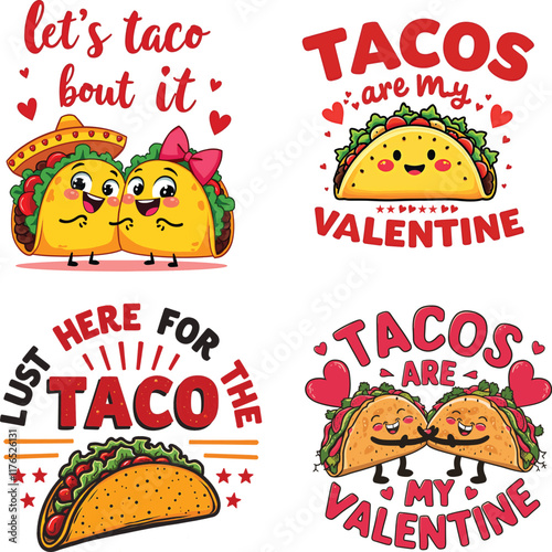 Cute Tacos Celebrating Valentine's Day, Tacos T-shirt Design