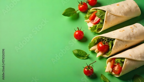 Delicious Chicken Wraps with Fresh Tomatoes and Lettuce photo