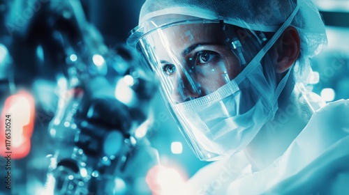 Wallpaper Mural A doctor overlaid with surgical robots, showcasing the integration of technology in modern surgeries. Torontodigital.ca