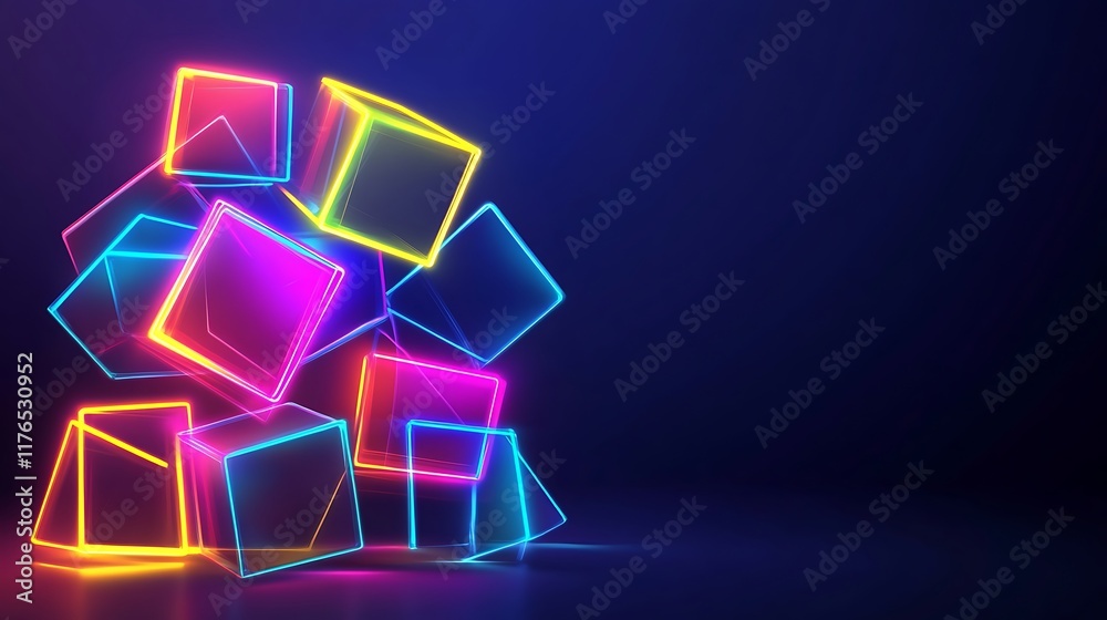 Neon Cubes Abstract Art Design Colorful Display Neon Cubes Abstract Art Design Colorful Display