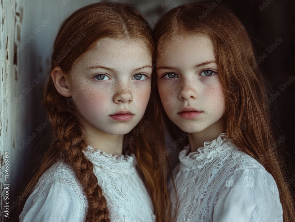 Obraz premium Two young girls with red hair