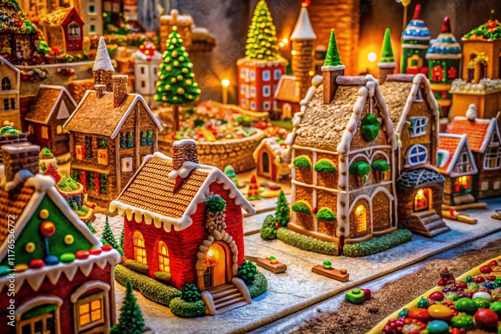 Naklejka premium Whimsical Pastry Metropolis: A Deliciously Detailed Cityscape