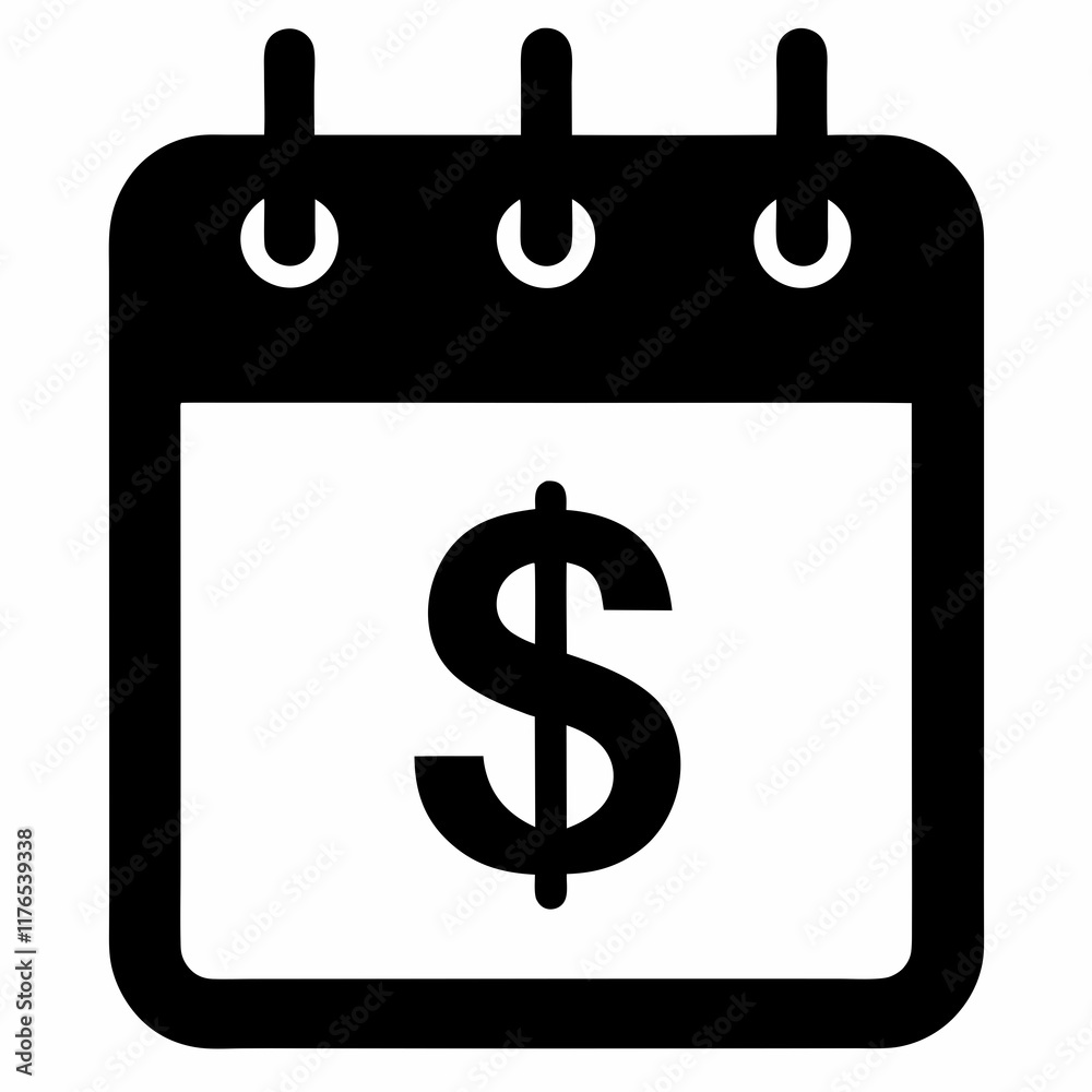 Calendar with Dollar Silhouette Vector Calendar with Dollar Silhouette Vector