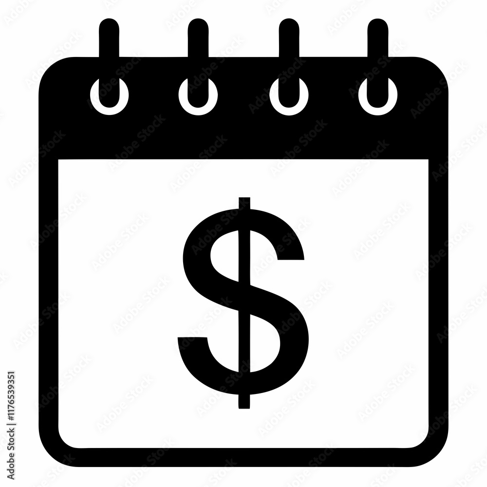 Calendar with Dollar Silhouette Vector Calendar with Dollar Silhouette Vector