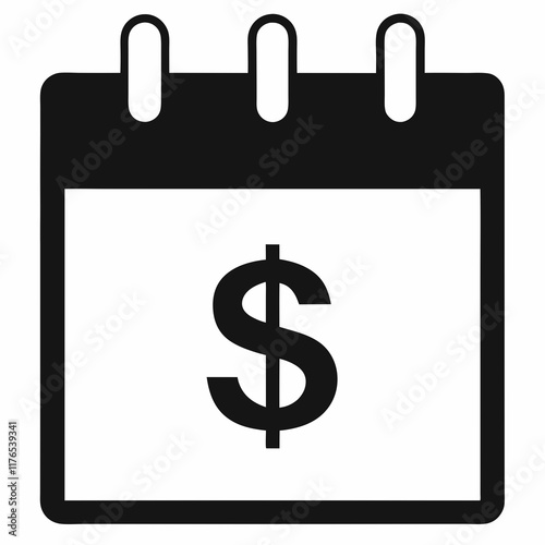 Calendar with Dollar Silhouette Vector