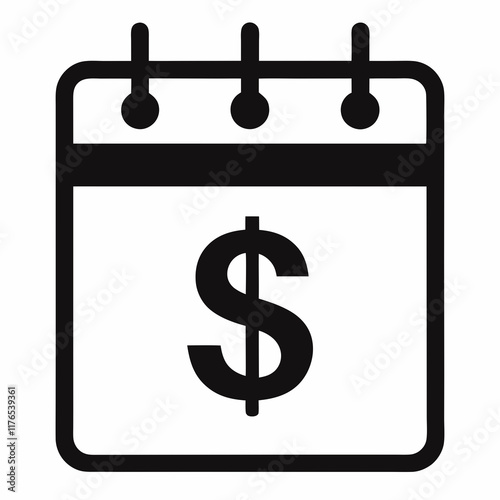 Calendar with Dollar Silhouette Vector