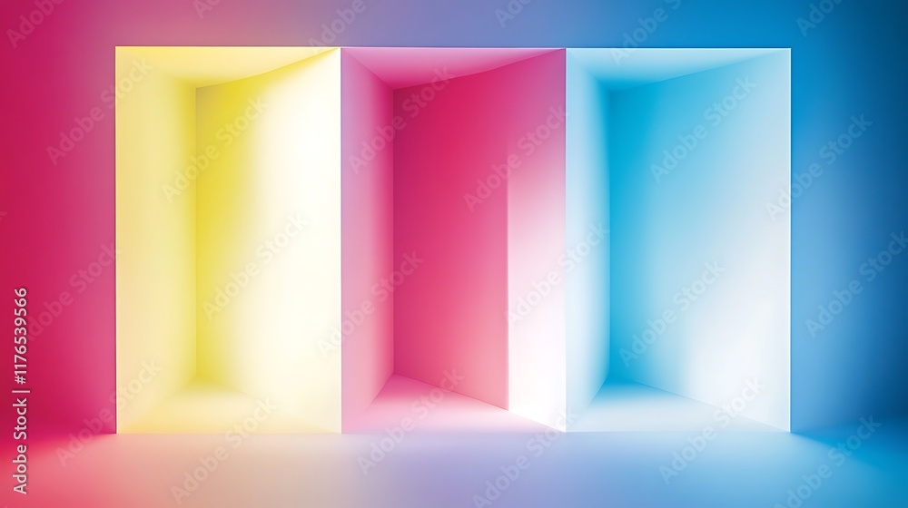 Abstract Trifold Room with Pastel Colors Abstract Trifold Room with Pastel Colors