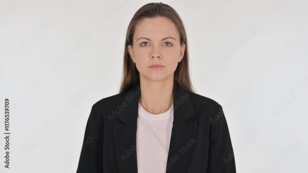 Portrait of Serious Businesswoman on White Background Portrait of Serious Businesswoman on White Background