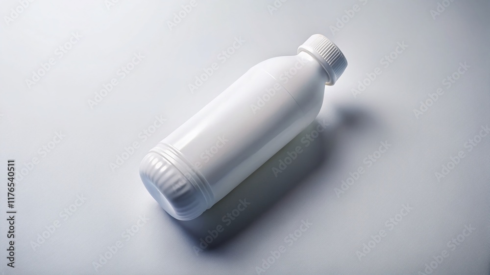 White Plastic Bottle Mockup with Screw Cap - Clean Aerial View White Plastic Bottle Mockup with Screw Cap - Clean Aerial View