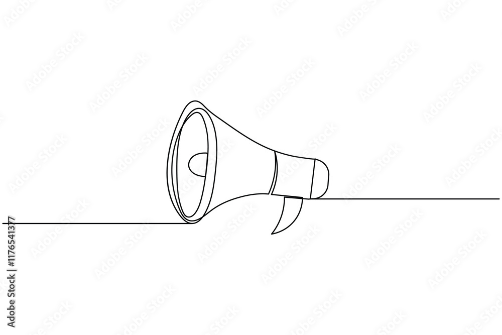 Megaphone icon continuous one line drawing of isolated outline flat vector illustration